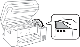 Opening ink tank cover for printer with a LCD panel